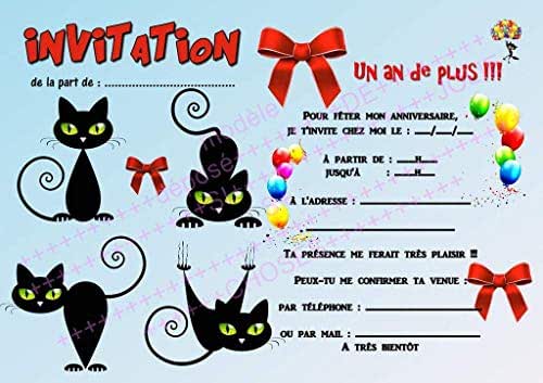 Cartes Invitation Anniversaire Chat Par 12 Avec Enveloppes Ref 413 Amazon Fr Produits Handmade