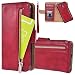 Produktbild Yokata Samsung Galaxy J3 2017 Hülle Leder Geldbörse Flip Wallet Case Handyhülle Handy Ledertasche Schutzhülle Tasche Handytasche Weiche Silikon Backcover Innere Geldscheinfach mit Reißverschluss Premium Abnehmbar Magnet Kartenfach Standfunktion Mobiles Seil Brieftasche Etui Schale Schutz für Samsung Galaxy J3 2017 Cover - Dunkel Rot
