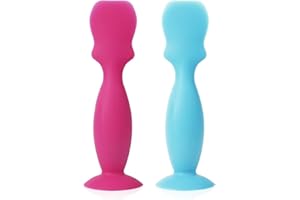 TOYMIS 2pcs Flexible Silicone Dog Wrinkle Paste Applicator for Squishface, Silicone Wrinkle Cream Applicator for Dog Easy to Wipe Off Tear Stain Helper of Wrinkle Cream for All Dog Breed (Blue, Rose Red)