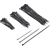 single-work Plastic Cable Tie Velcro Clamp Set 100 mm - 150 mm - 250 mm X 2.5 mm Black (20 pieces each X 3) 60 Pieces