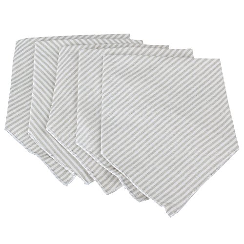 Gray Lovely Baby Boy Girl Kids Tie Bib Triangle Head Scarf Striped Saliva Towel Pack of 5