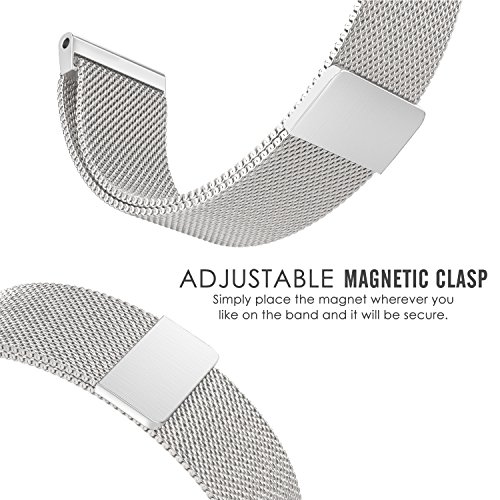 MoKo Garmin vívoactive HR Armband – Edelstahl Milanese Magnet Uhr Band Strap Uhrenarmband Erstatzband Replacement für Garmin vívoactive HR Sport GPS-Smartwatch, Silber - 3