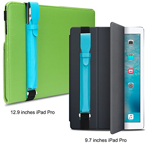 Apple Pencil hülle halter, SOCU Premium-PU Leder Bleistift Taschen Sleeve abnehmbare Beutel-Abdeckung für Apple-Bleistift für iPad Pro 9.7, 12.9 Zoll azurblau - 3