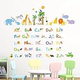 Decowall DA-1608P1513 Dschungeltiere Alphabet Wandsticker Wandaufkleber Wandtattoo Kinderzimmer