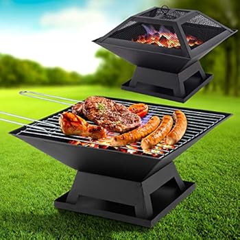Bargains Galore Square Fire Pit Bbq Grill Heater Outdoor Garden