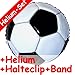 Produktbild Folienballon Set * FUSSBALL + HELIUM FÜLLUNG + HALTE CLIP + BAND * für Kindergeburtstag und Motto-Party // Kinder Geburtstag Folien Ballon Helium Deko Ballongas Motto WM EM Stadion