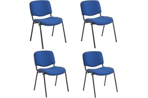 Office Hippo Heavy Duty Stackable Reception Chair, Black Frame, Fabric, Royal Blue, Pack of 4