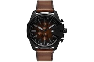 Diesel Męski Mega Chief Slim, zegarek chronograficzny z bransoletą ze stali nierdzewnej lub skórzanym paskiem