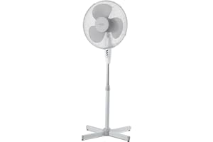 ZMGUA DOMAIR FL40II - Ventilateur sur pied - Diamètre 40 cm - 45 Watts - 3 vitesses - Débit d'air : 3507 m3/h - Oscillation automatique - Inclinable et Ajustable en hauteur - Blanc