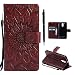 Produktbild Hancda Hülle für Moto G4 Play Hülle Leder Flip Case, Schutzhülle Ledertasche Handyhüllen Cover Magnet Dünn Geldbörse Taschen Stoßfest Handytasche für Lenovo Moto G4 Play,Blume Braun