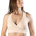 Soft French Terry Nursing Sleep Bra for Maternity / Breastfeeding (Medium, 2 Pack, Black/Nude)