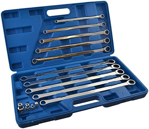 AB ToolsUS Pro Metric Extra Long Ratchet Spanner Double Ended 8mm - 19mm Socket adapters AT540