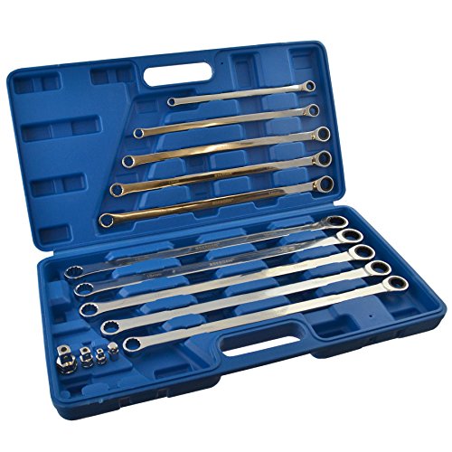 AB ToolsUS Pro Metric Extra Long Ratchet Spanner Double Ended 8mm - 19mm Socket adapters AT540