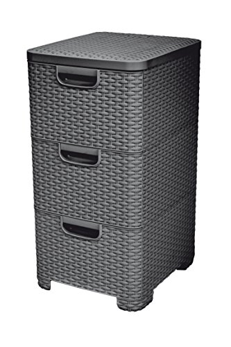 Curver 06604-308-00 Schubladenturm Style, 3 x 13,5 L, anthrazit