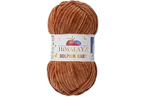 AYOSTEX Himalaya Dolphin Baby 120m, 100g |Helles Braun I 100% Polyester I Strickgarn I Flauschwolle I Babywolle I kuschelweiche Wolle für Ihr Baby I Chenillewolle I zum Stricken oder Häkeln