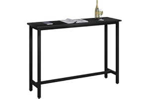 ‎WOLTU WOLTU 1 x stolik barowy, stolik bistro, stół do jadalni, metalowy stelaż, blat stołu z płyty MDF, czarny, 140 x 100 x 40 cm (szer. x wys. x gł.)