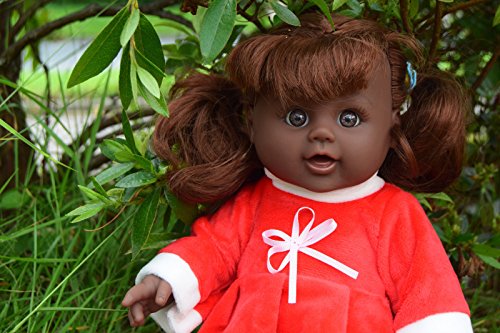 12" AFRO BLACK INTERACTIVE TALKING BABY DOLL REAL LIFE LOOKING SANTA XMAS DOLL (Girl)
