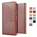 Price comparison product image SUPPASE iPhone 5, 5S & SE Case, iPhone 5S Genuine Leather Phone Case,Classic Flip Folio Case Cover for iPhone 5/5S/SE with [Card Slots][Stand][Magnetic Clasp][Plain Grain] - Brown