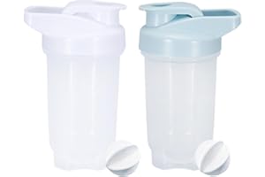 YAYAYOUNG Protein Shaker Flasche 300 ml Auslaufsicher, BPA Frei, Eiweiß Shaker für Supplement Shakes mit Sieb & Skala, Fitness Mixer für cremige Whey Proteinpulver Shakes, (Weiß+Blau(2PCS)