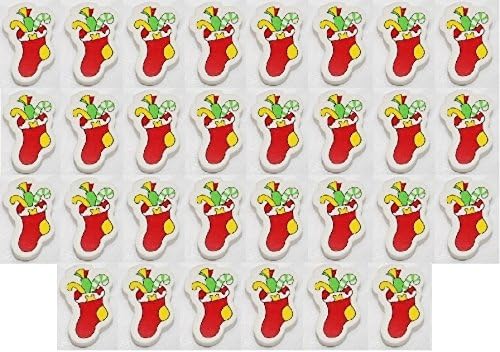 Novelty Christmas Xmas Pencil Erasers Box Of 30 Stocking Design