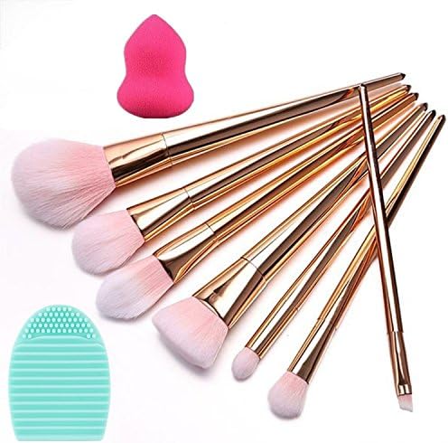Lover Bar 7pcs Professional Make Up Brushes Set-Luxury Beauty Cosmetics Tools-Soft Face Powder Foundation Kubuki Brush Kits-Highlighter Contour Brush with Makeup Sponge Puff+Brushes Cleaning Egg (Rose Gold)