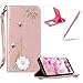 Price comparison product image Diamond Leather Case for Samsung Galaxy S7 Edge,Rose Gold Strap Wallet Cover for Samsung Galaxy S7 Edge,Herzzer Luxury Tower Dragonfly 3D Decor Design Stand Glitter Magnetic Smart Leather Case with Soft Inner