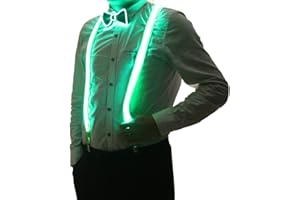 Brejkdo Lot de 2 bretelles et nœud papillon lumineux à LED pour homme, parfaits pour les festivals de musique, Halloween, les fêtes costumées