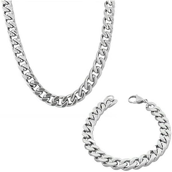 Bracciale a maglie cubane in acciaio inossidabile per uomo