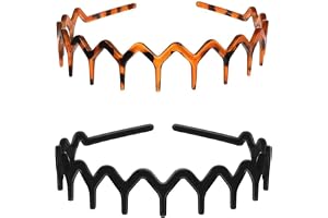 2 st vågigt plastpannband för kvinnor, brett sicksackmönster, hårband, hårband, halkfria hårtillbehör för kvinnor, dagligt br
