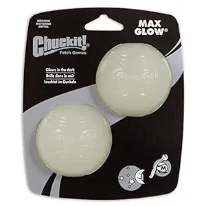 CHUCKIT Max Glow Balls for Pets (2-Pack), Medium, White