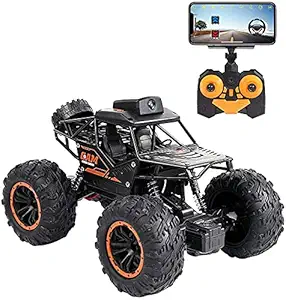 Roscoe Remote Control Car with 720P HD FPV WiFi Camera, 2.4Ghz 1:18 Scale High Speed Alloy Off Road Monster Truck Fast Racing Vehicle Electric Hobby Toy Car RC Monster Trucks Gift for Boys, Girls And Kids Adults
