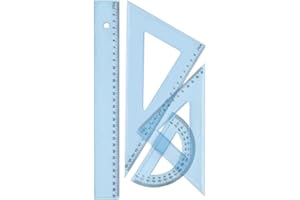 Wonday – Set de Traçage Géométrique Incassable 4 Pièces : Règle 30 cm, Équerres 45°/60°, Rapporteur 12 cm – Fournitures Scolaires et Bureau