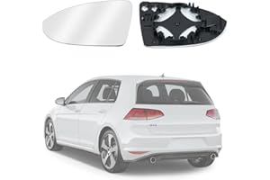 URAQT Compatible con VW Golf MK7 2013-2020, espejo retrovisor izquierdo con calefacción, espejo retrovisor convexo transparente para el lado del pasajero, calefactado asférico con placa de soporte