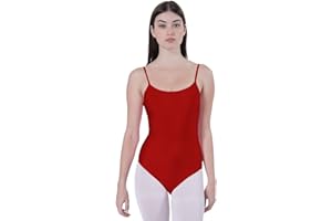 CARNAVALIFE Body Body da danza balletto ginnastica donna bretelle senza maniche con scollo rotondo e copri schiena, body non trasparente aderente per danza ginnastica ritmica