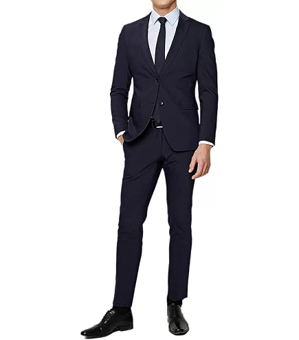 Completo Elegante Uomo 2 Pezzi: Taglie Forti, Slim Fit, In Cotone E Poliestere, Per Matrimonio, Cerimonia E Business