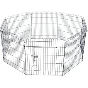 HOMCOM Parque Perros 8 Vallas (61x71cm x Valla) Jaula Plegable Mascotas Cerca Entrenamiento Cachorros