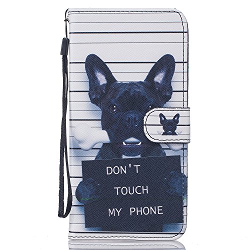 iPhone 6 Plus Hülle,iPhone 6S Plus Hülle,Cozy Hut Lederhülle Leder Tasche Case Cover für iPhone 6 Plus / 6S Plus (5,5 Zoll) Hülle PU Schutz Etui Schale Schwarz niedlichen Welpen Muster Design Backcover Flip Cover Wallet Hard case im Bookstyle mit Standfunktion Karteneinschub und Magnetverschluß Etui Flip Case - Black Dog