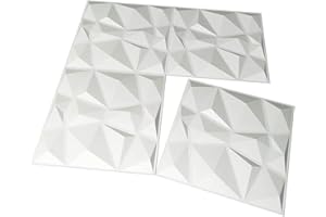 SIGNORBIT 12 pezzi Pannelli 3D decorativi parete design 50X50CM In Fibra Di Bamboo 100% Nat. mod. DIAMOND-BIT indeformabile, Riciclabile, Impermeabile, Termoresistente, Inodore (3 Mq)