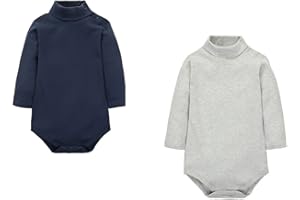 CuteOn 2 paquetes Unisexo Bebé Rompers Cuello polo Manga Larga Algodón Infantil Body Mono
