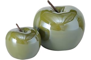 Boltze Decorazione a forma di mela perly, set da 2 pezzi, per decorazione, idea regalo, decorazione per cucina, soggiorno, sala da pranzo, altezza 7-9 cm, 2013536, verde