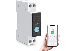 SONEW Interruptor Automático, Interruptor WIFI Inteligente Disyuntores Domésticos, Control Remoto de Teléfono Móvil, 3 Modos de Temporización, para Electrodomésticos(1P,16A)