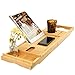 Produktbild Badewannenablage Bambus Badewannentablett ausziehbar Badewannenauflage Badewannenbrett Bewerben auf Badewannenablage Buchstütze für iPad eReader Tablet Buch usw. 109 x 4,5 x 23 cm (B x H x T)