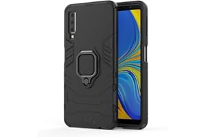 Custodia For Galaxy A7 2018, MHHQ 2 in 1 Armour stile resistente Hybrid Dual Layer Armatura Defender PC + TPU Case Cover con supporto magnetico per auto per Samsung Galaxy A7 2018 -All Black