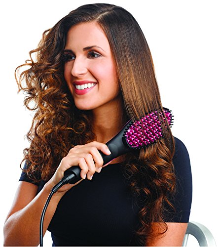Genius Simply Straight Keramik Haar-Glätt-Bürste | Pink-Schwarz | 2 in 1 Glätteisen und Bürste | LCD-Temperaturanzeige bis zu 230 °C | Für alle Haartypen | TV-NEU - 3