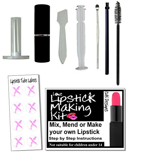 Mix Mend & Make Lipsticks Lip Balm DIY Kit Set - Includes Mould/Mold Tube Tools Instructions (black lipstick tube)
