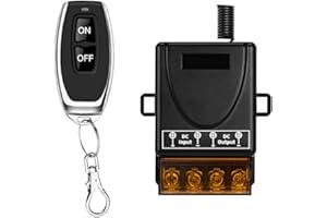 Cerhot Control remoto inalámbrico de 100m, DC 12V/24/36/48/72V, 30A, interruptor de luz RF para automóviles, motocicletas, sistemas de seguridad, puertas enrollables, cercas（100m 1V1 DC 12V-72V）