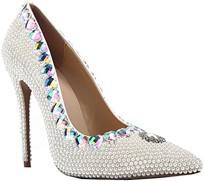 Kevin Fashion KF151039 Ladies Beading Vintage Ivory Pleather Bridal Wedding Evening Prom Pumps Shoes 7 UK