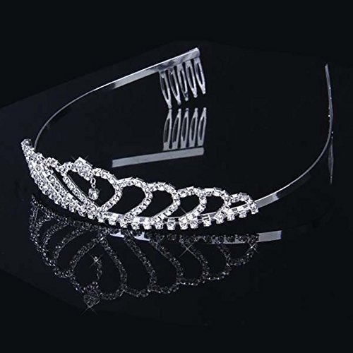 iShine Hochzeit Diadem Brautbrautjungfern Strass Kronen Stirnband Tiara Schließe Haarspange pin (Type B) - 3