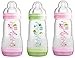 MAM Self Sterilising Anti-Colic Bottle 260 ml (3 Pack Pink/Green)