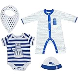 Doctor Who® DW Boy's Kids Children 4 Piece Starter Set Hat BIB Bodysuit Baby Grow - BBC Official Merchandise (4 Piece Set) 100% Cotton